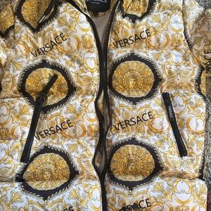 Versace Gold and Black Medusa Print Jacket